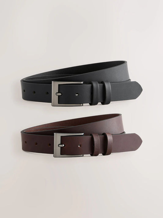 Black Chocolate Brown - Leather Belts 2-Pack