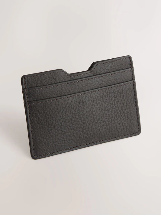 Brown - Card holder made of grained leather