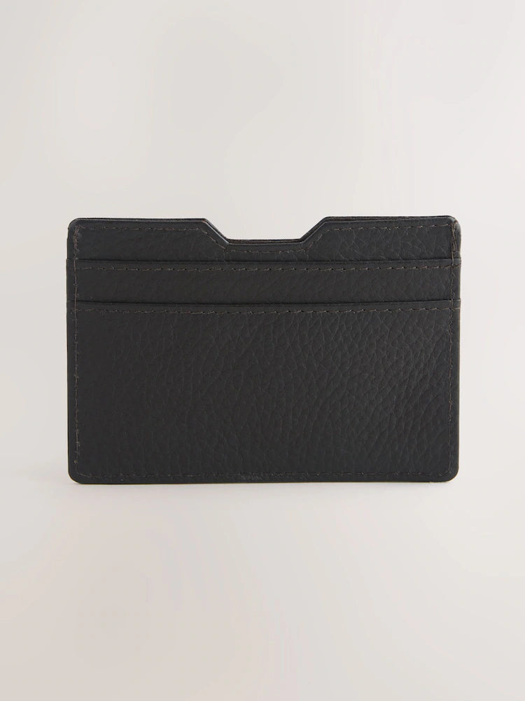 Brown - Card holder made of grained leather