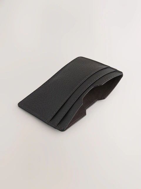 Brown - Card holder made of grained leather