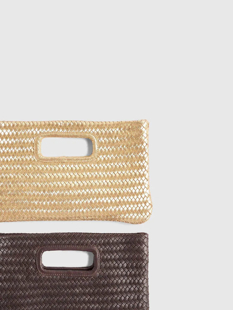 River Island Woven Leather Clutch