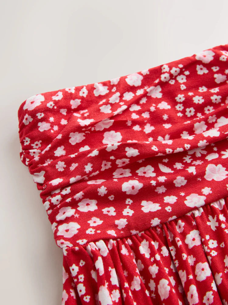 Red Floral Hanky Hem Skirt