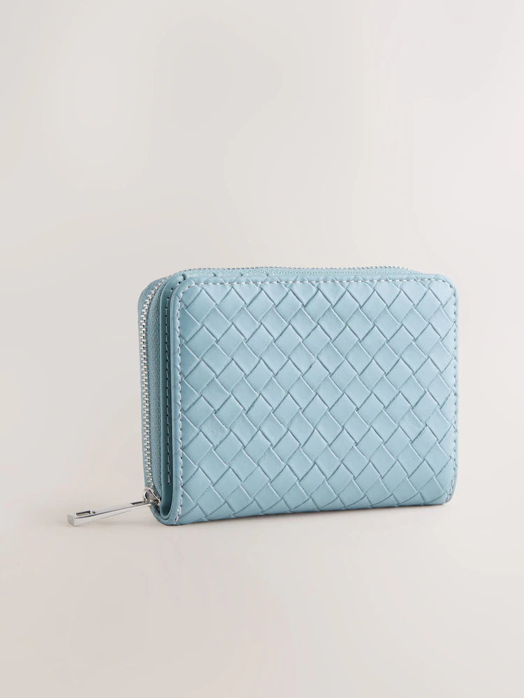 Blue - Midi wallet in woven look