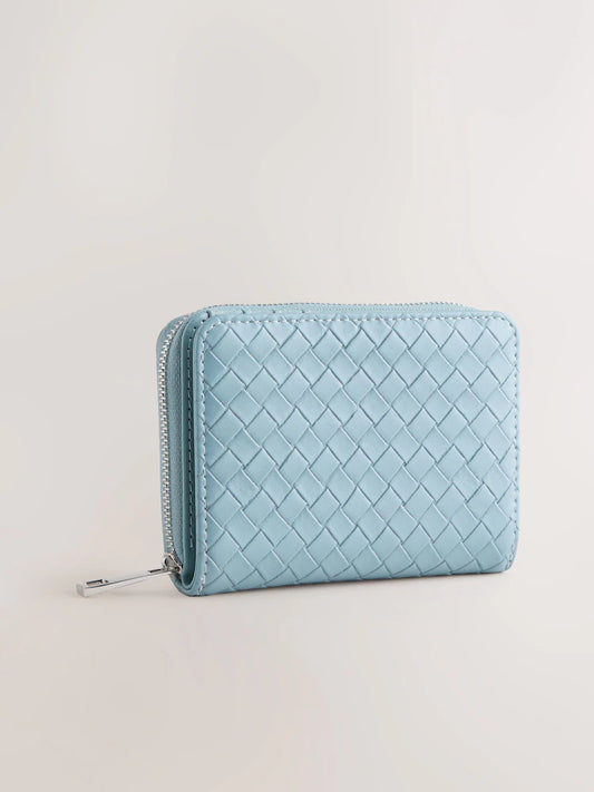 Blue - Midi wallet in woven look