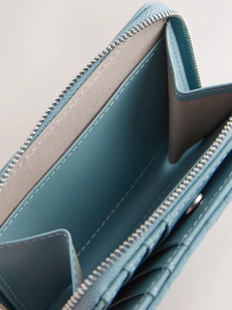 Blue - Midi wallet in woven look