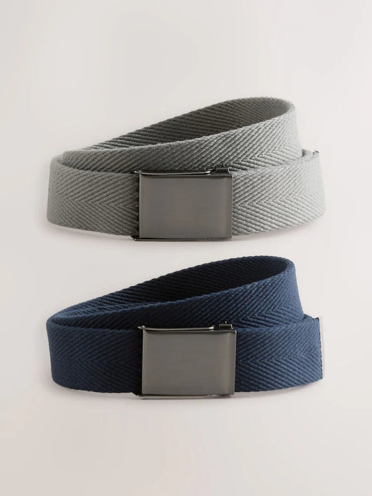 Blue/Grey - Canvas Golf Belts 2 Pack