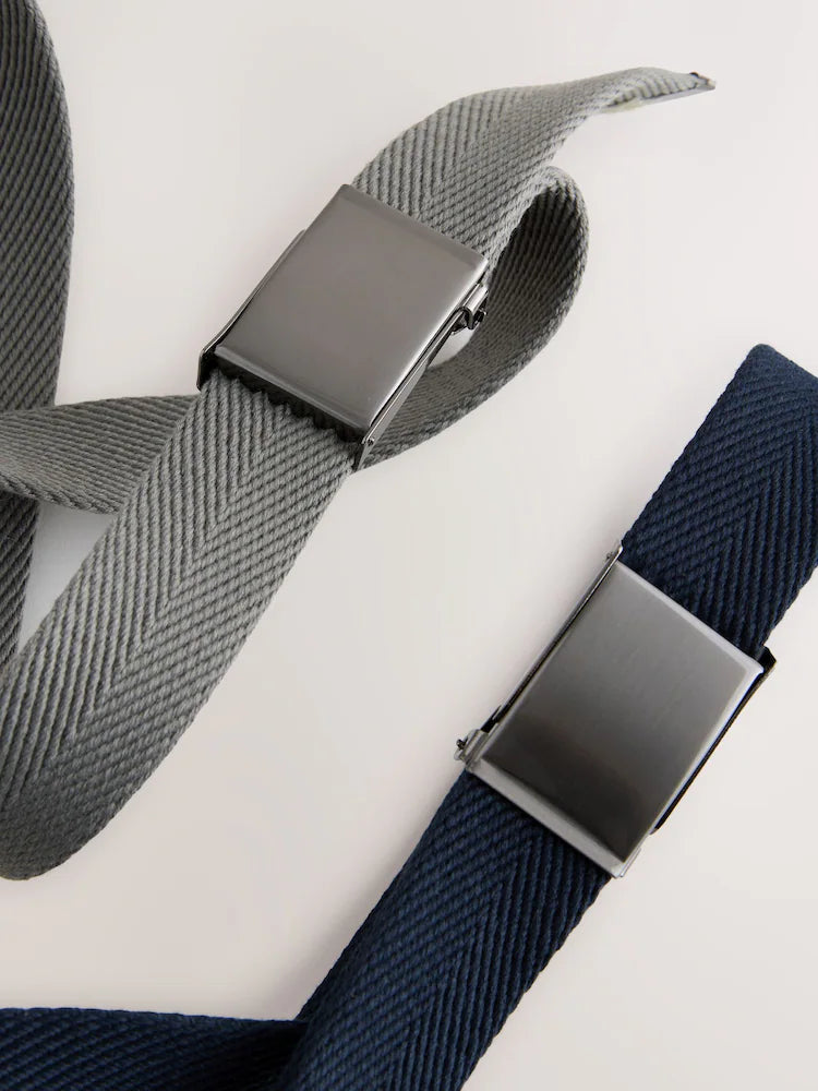 Blue/Grey - Canvas Golf Belts 2 Pack