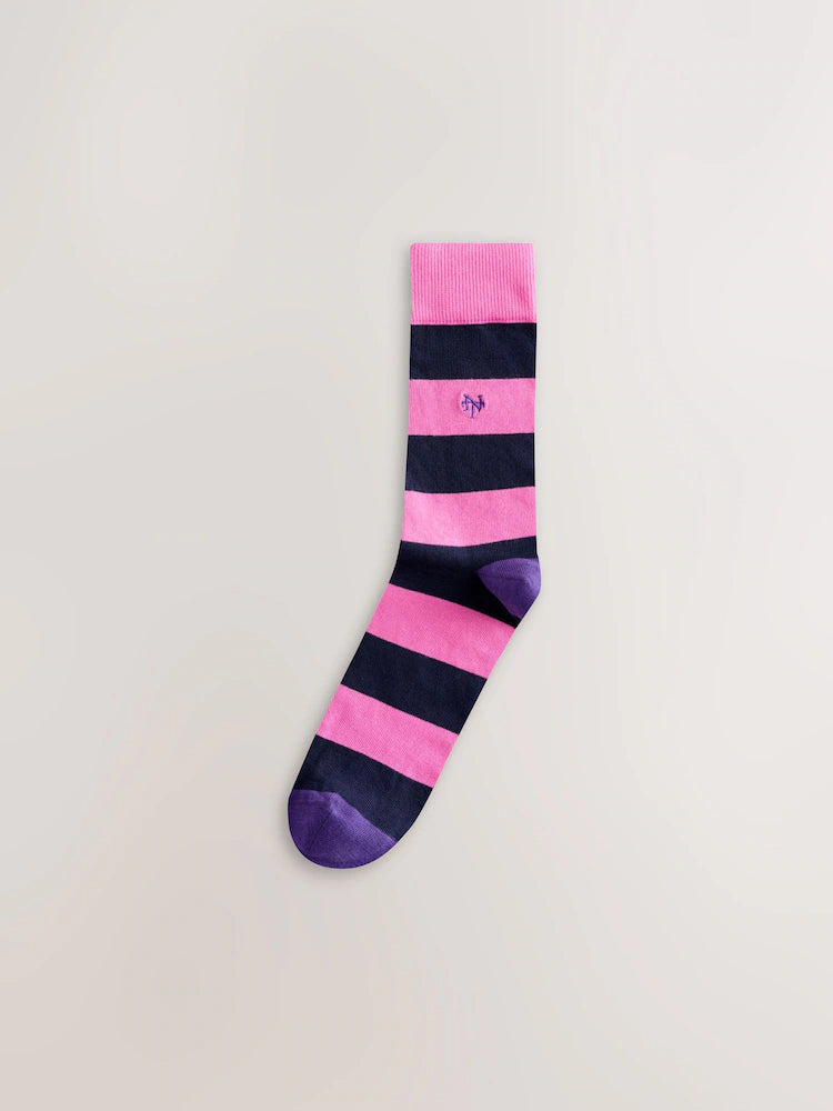 Green/blue/orange striped - sock sewing pattern, 8 pack
