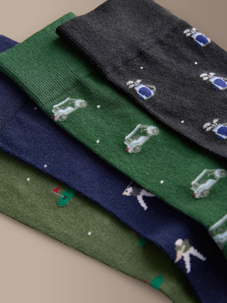 Blue/Green Golf - Signature Pattern Socks 4 Pack