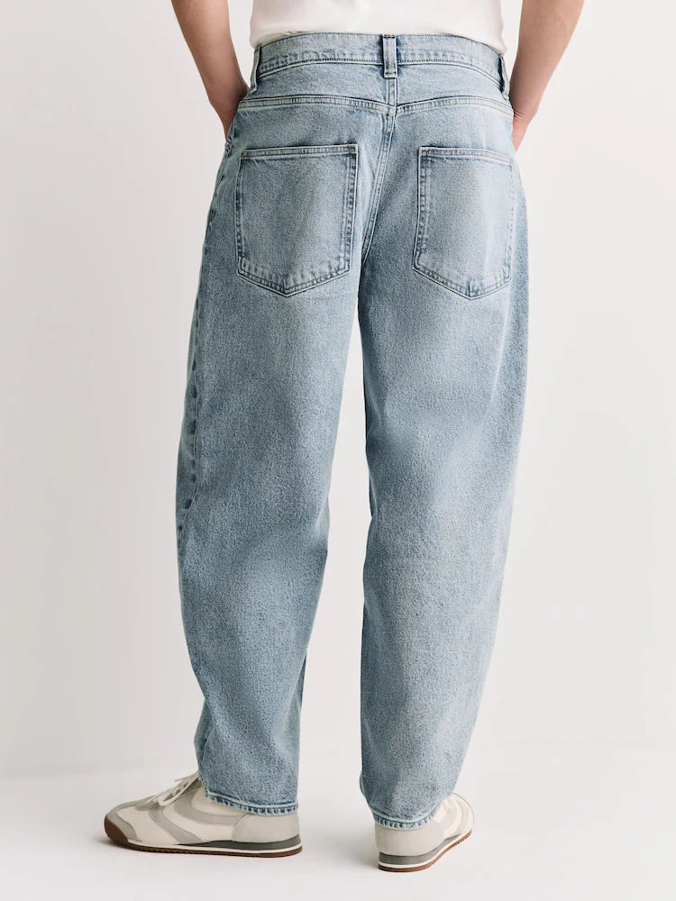 Medium Blue - Barrel Fit EDIT Pleated Jeans