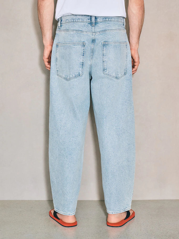 Medium Blue - Barrel Fit EDIT Pleated Jeans