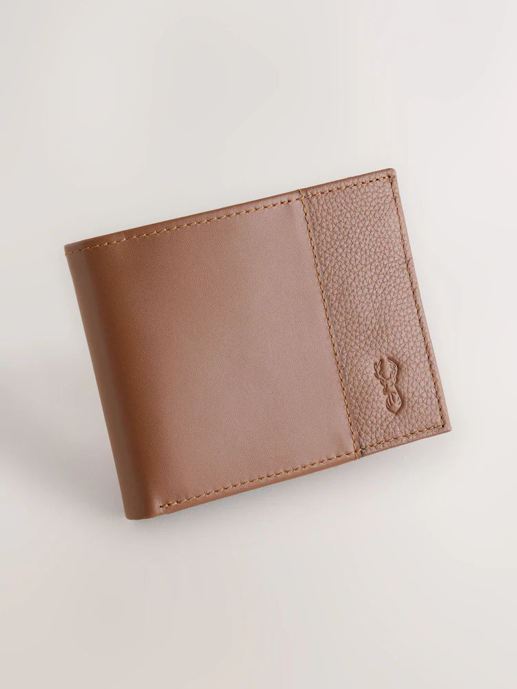 Light brown leather wallet with two compartments