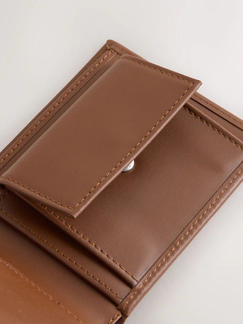 Light brown leather wallet with two compartments