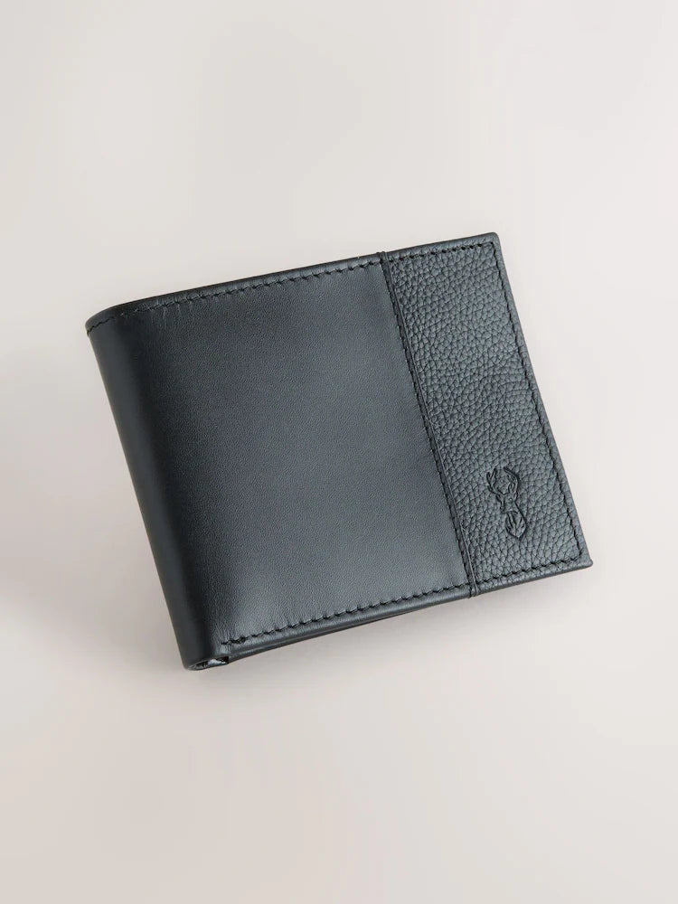 Black leather wallet with two compartments