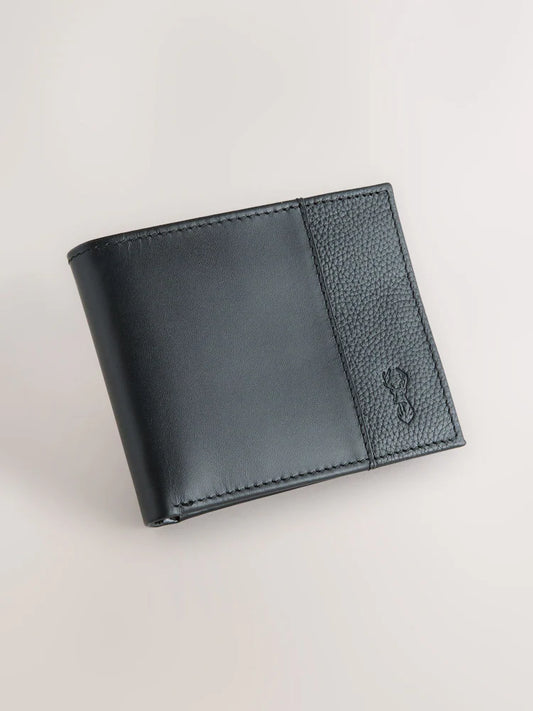 Black leather wallet with two compartments