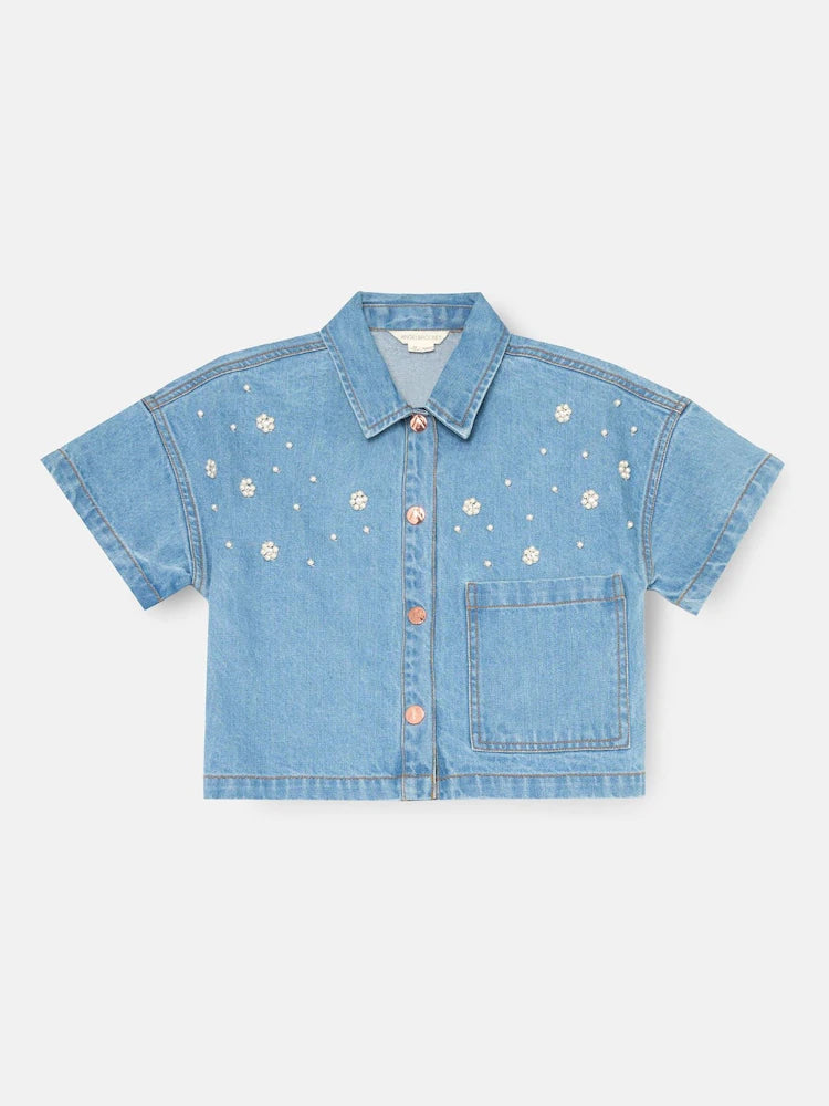 Angel & Rocket – Zeta – Boxy denim shirt with embellishments