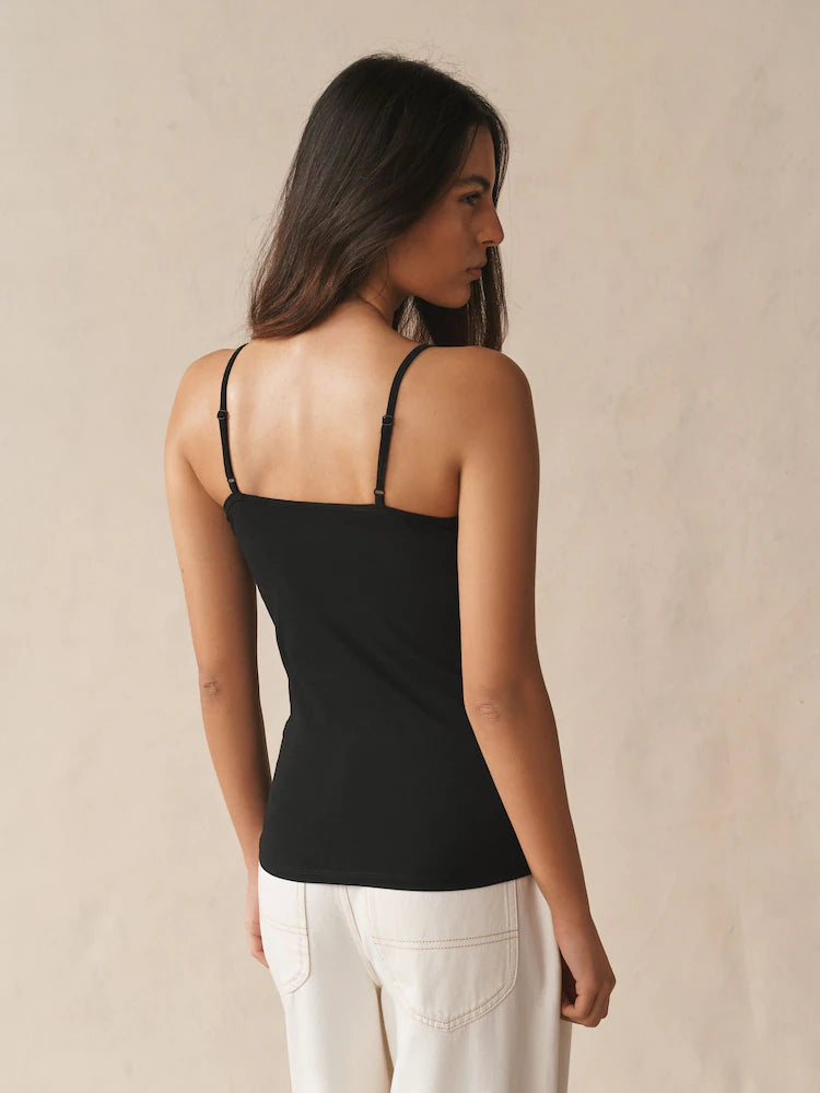 White and black - tank tops with spaghetti straps, 5-pack