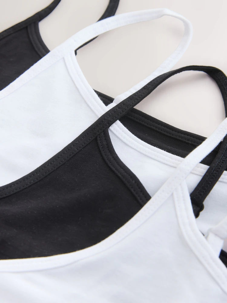 White and black - tank tops with spaghetti straps, 5-pack