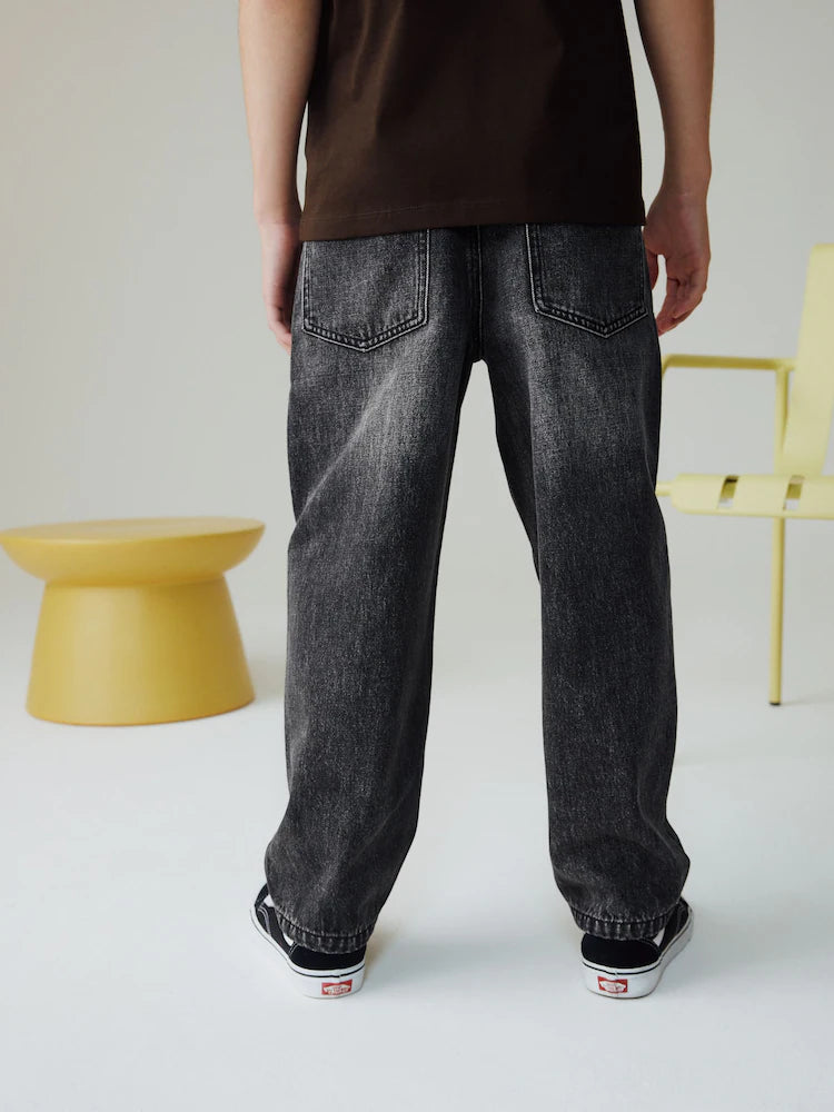 Washed Black - Baggy Tapered Denim Jeans (3-16yrs)