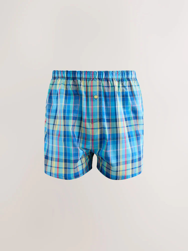 Red/Blue/Madras Check - 4 Pack - Woven 100% Cotton Boxers