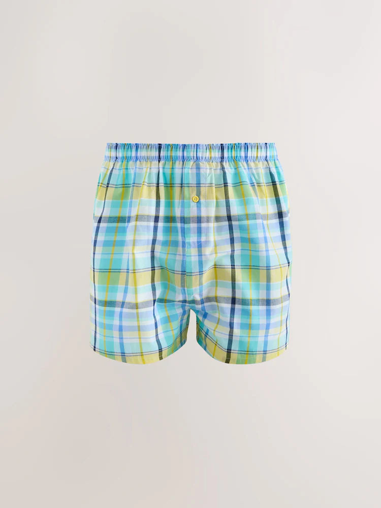 Red/Blue/Madras Check - 4 Pack - Woven 100% Cotton Boxers