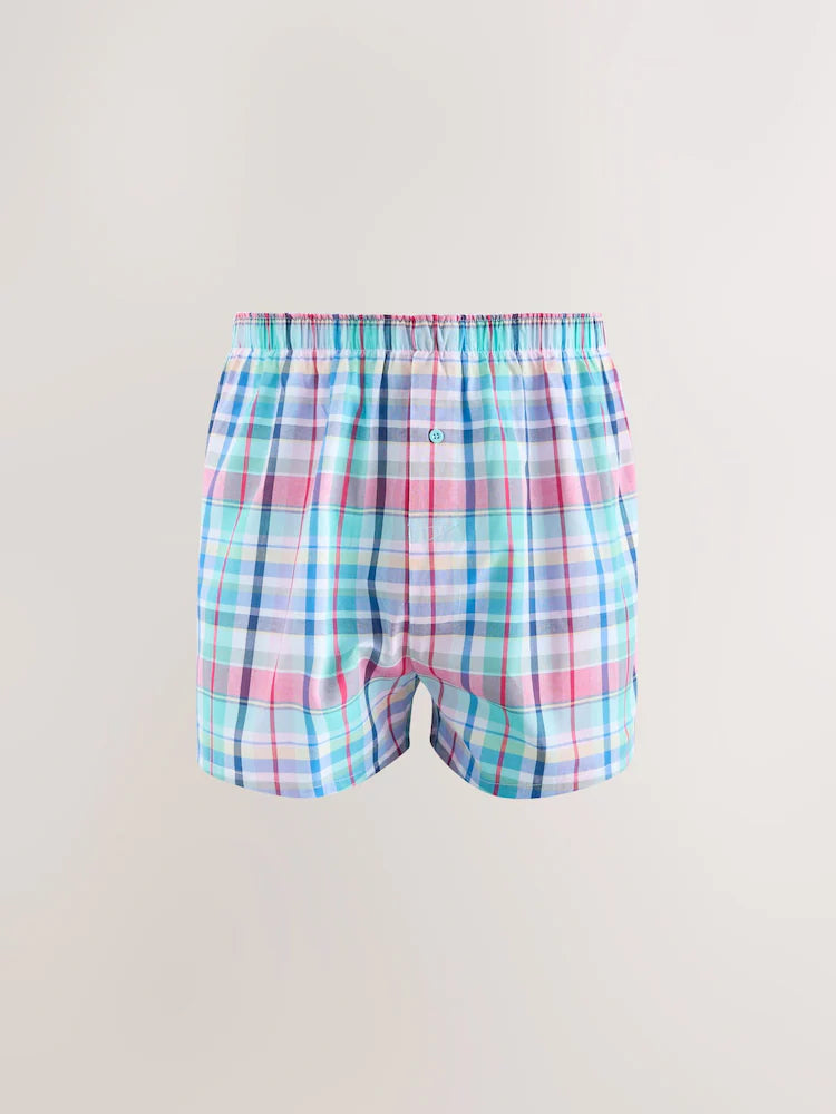 Red/Blue/Madras Check - 4 Pack - Woven 100% Cotton Boxers