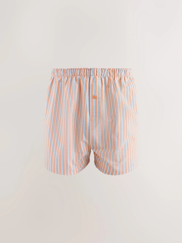Orange/Blue Stripe - 4-Pack - Woven 100% Cotton Boxers