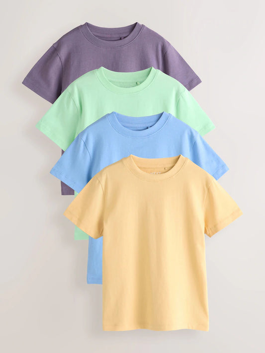 Green/Blue/Yellow/Violet - Short-sleeved T-shirts in a pack of 4