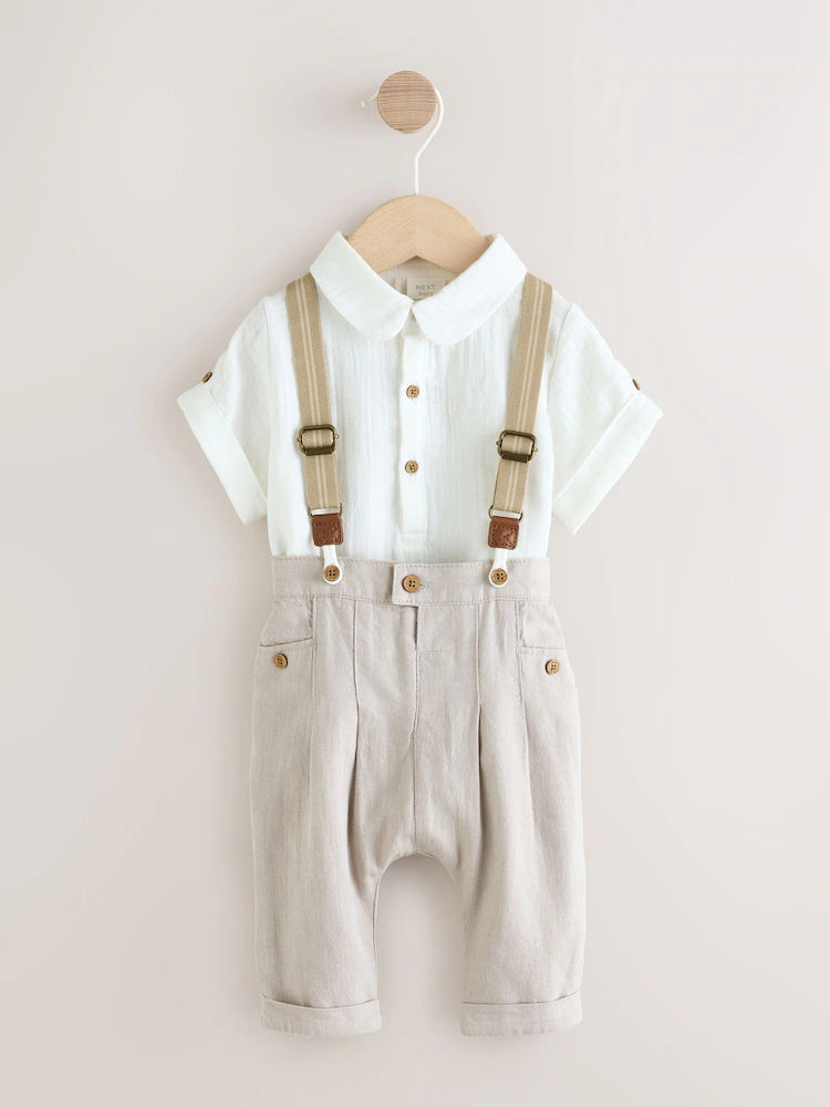 Neutral - Baby 3-piece set consisting of shirt, trousers and suspenders
