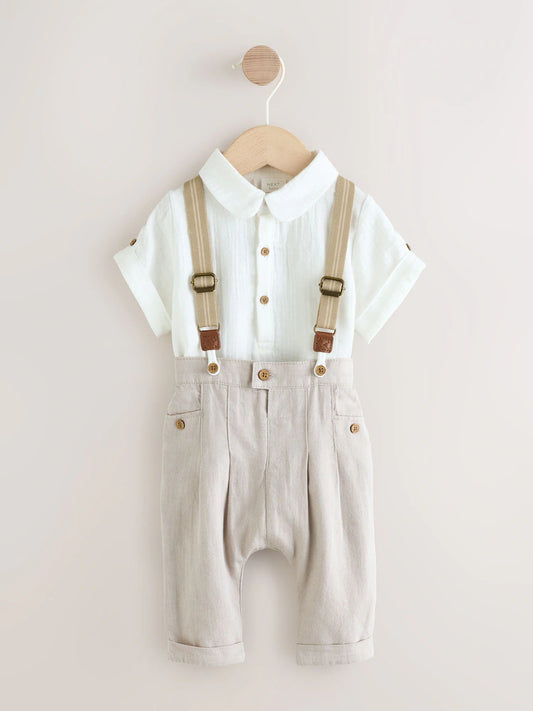 Neutral - Baby 3-piece set consisting of shirt, trousers and suspenders
