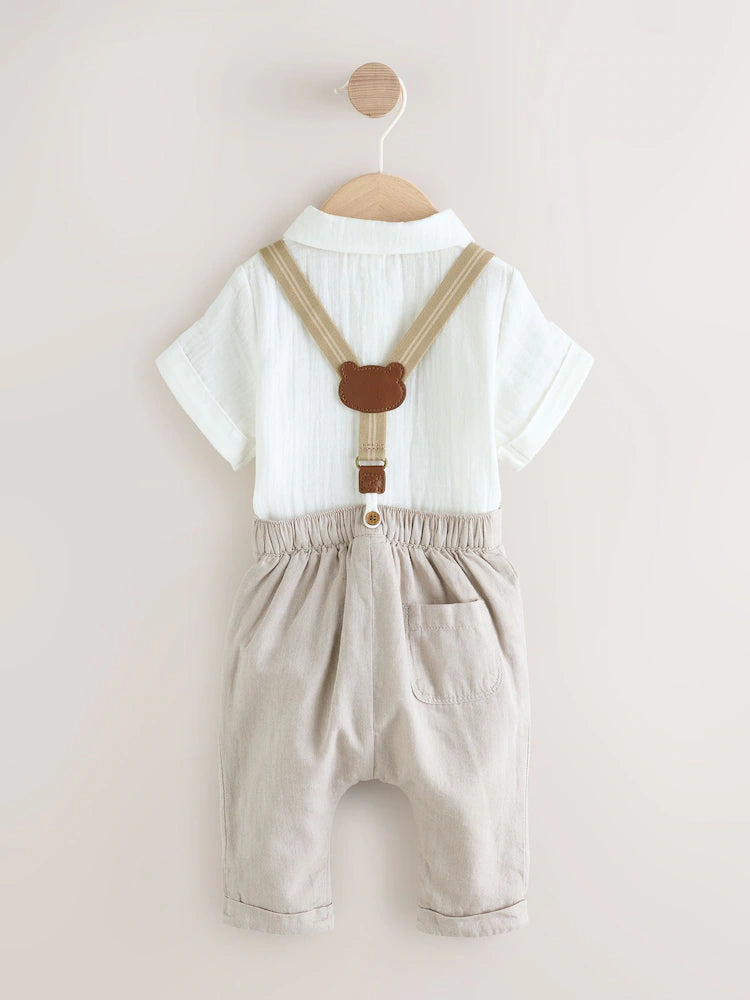 Neutral - Baby 3-piece set consisting of shirt, trousers and suspenders