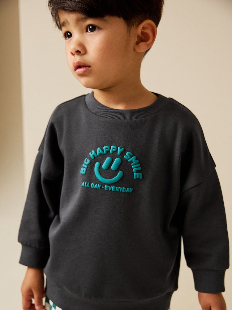 Anthracite grey - Sweatshirt with round neck (3 months–7 years)