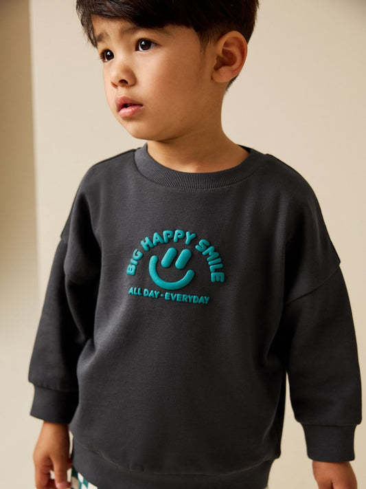 Anthracite grey - Sweatshirt with round neck (3 months–7 years)