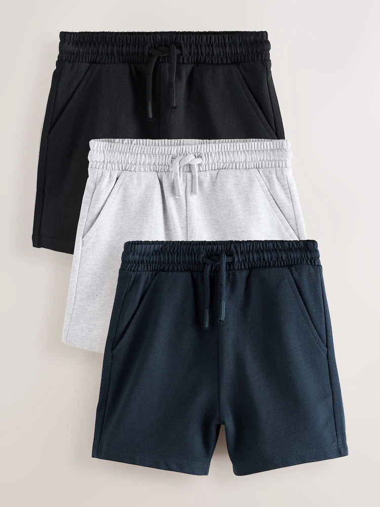 Black/Grey/Navy Jersey Shorts 3 Pack (3mths-7yrs)