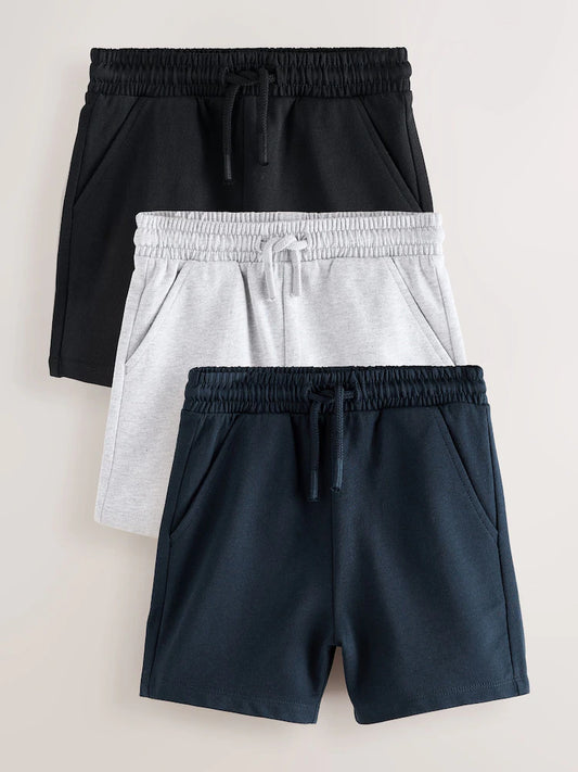 Black/Grey/Navy Jersey Shorts 3 Pack (3mths-7yrs)