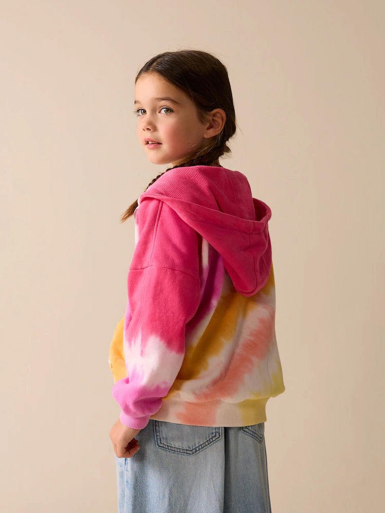 Pink/mehrfarbig, Knüpfbatik - Kapuzenjacke (3–16Jahre)