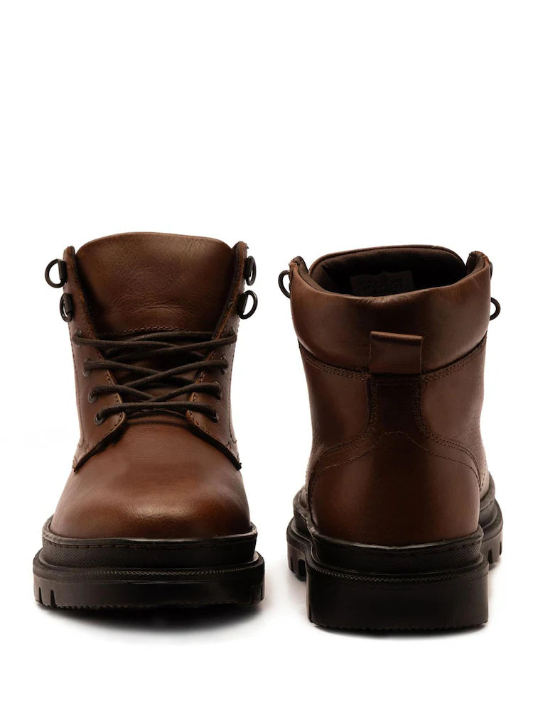 Braun - Off The Hook Jones Leder-Schnürstiefel für den Alltag
