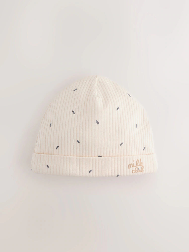 Neutral/Milk Club - Baby Hat & Bib Set