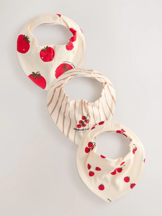 Tomato red - baby bibs in a pack of 3