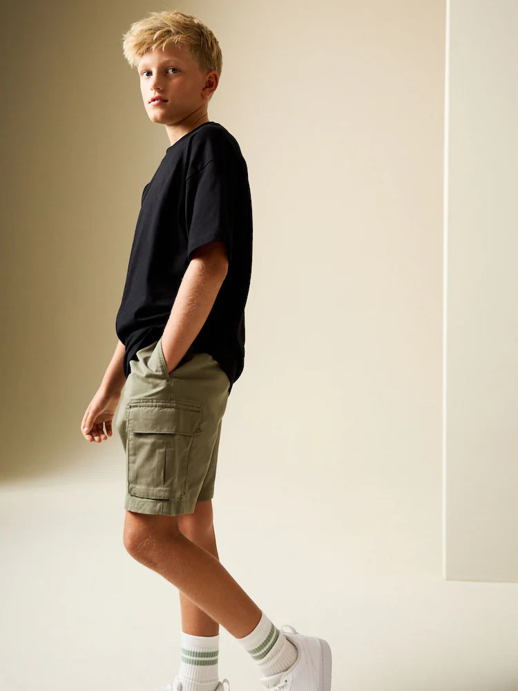 Khaki Green Cargo Shorts (3-16yrs)