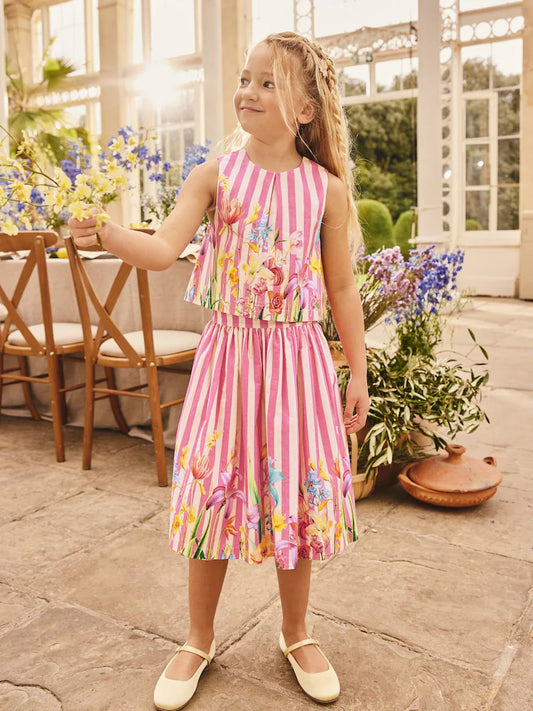 Pink floral blouse and skirt set