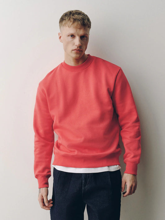 Coral/Orange - Regular Fit - Heavyweight crew neck sweatshirt with high cotton