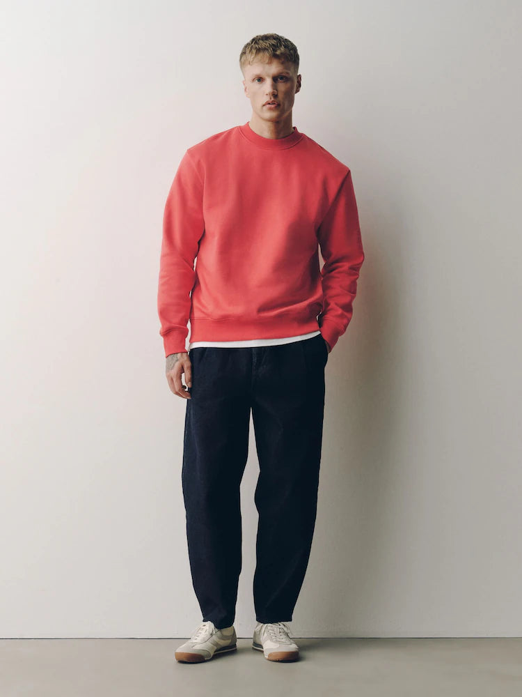 Coral/Orange - Regular Fit - Heavyweight crew neck sweatshirt with high cotton