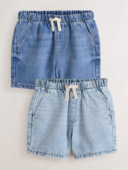 Blue Denim - Bleach Pull-on Shorts, 2-pack (3 months - 7 years)