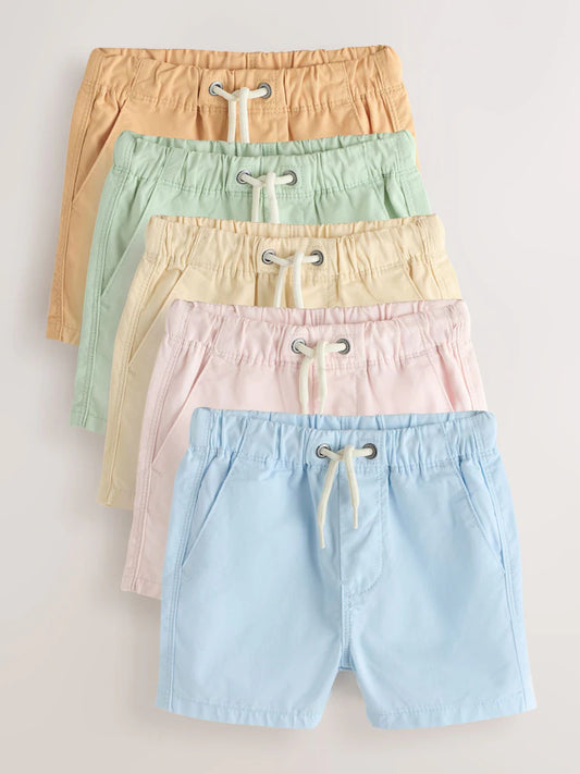 Orange/Yellow/Green/Pink/Blue - Pull-on shorts in a pack of 5 (3 months–7 years)