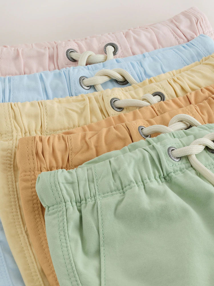 Orange/Yellow/Green/Pink/Blue - Pull-on shorts in a pack of 5 (3 months–7 years)