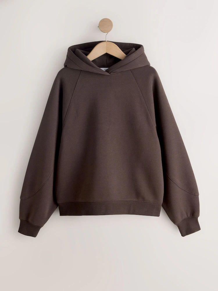 Chocolate brown - Heavyweight relaxed-fit hoodie with regular length