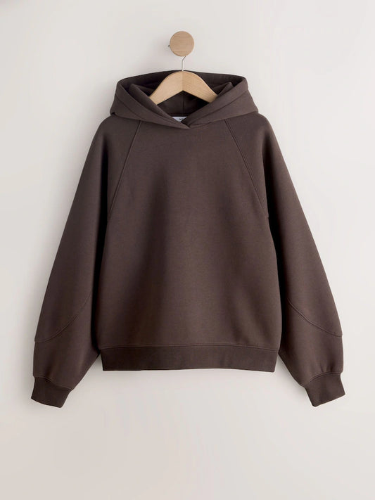 Chocolate brown - Heavyweight relaxed-fit hoodie with regular length
