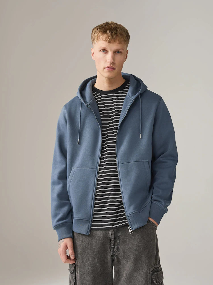 Petrolblau - Hoodie mit durchgehendem Reißverschluss