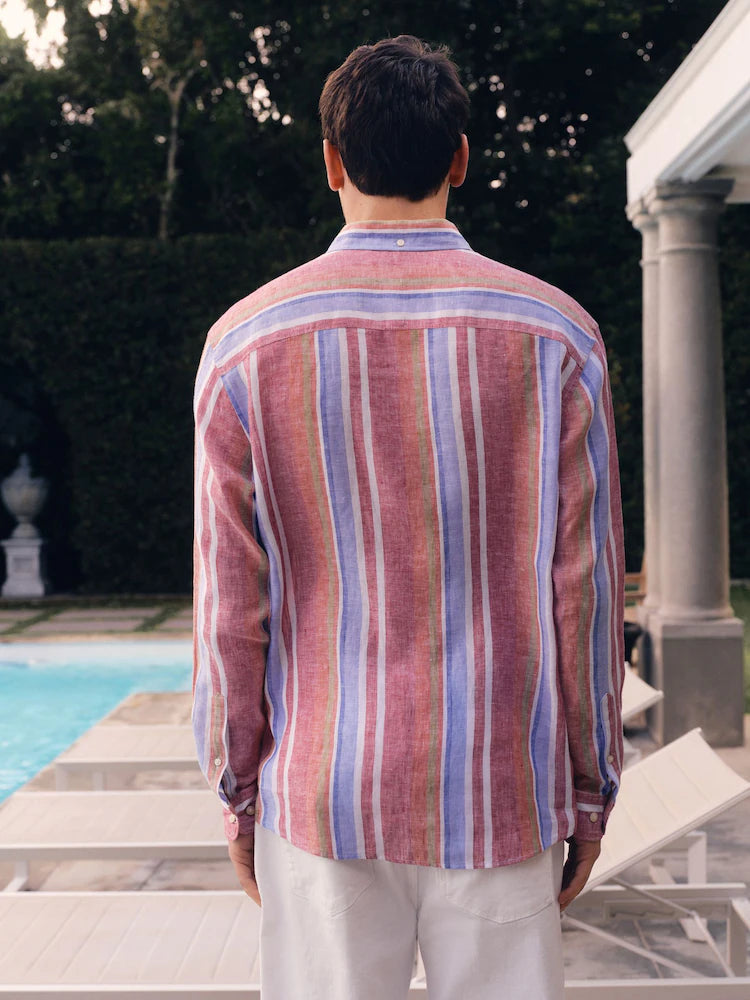 Multicolored striped - Long sleeve - Signature shirt made from 100% linen
